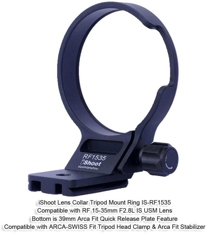 iShoot Lens Collar Tripod Mount Ring Compatible with Canon RF 15-35mm F2.8L is USM, Lens Support Holder Bracket Bottom is Arca-Swiss Fit Quick Release Plate for Arca Tripod Head Clamp & Stabilizer - Image 2